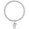 Peanuts Braccialetto elastico con perline Snoopy in ottone placcato argento