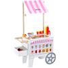 VEVOR Carretto dei Gelati per Bambini, con Accessori, Negozio di Finzione con Carrello Portaoggetti, Cono Gelato Ghiacciolo, Tenda da Sole, Congelatore, Cassetti Portaoggetti, Menu Capovolti