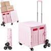 VEVOR Carrello Pieghevole, Carrello Portaoggetti Portatile 65 L con Ruote per Salire, Carrello a Mano con Ruote Girevoli 360° Maniglia Telescopica per l'Ufficio, l'Insegnante, in Movimento, Rosa