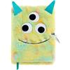 Back2Fun - Diario Segreto in Peluche con Lucchetto, Taccuino per Bambini a Righe con 80 Fogli, Divertente Design Mostro, con Occhi Sporgenti e Dettagli Ricamati