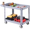 VEVOR Carrello di Servizio Portata Max 250 kg 2 Ripiani Ruote con Freno, Carrello Officina con Struttura a Doppio Lato Concava, Senza Pannello Forato, Robusto e Pratico, Ideale per Garage e Magazzini