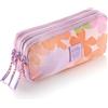 Miquelrius - Astuccio scolastico triplo rettangolare, astuccio riciclato con 3 scomparti, cerniere in plastica, maniglie in corda, rientro a scuola, 21 x 7,5 x 10,5 cm, acquerello