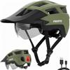 Favoto Casco Bicicletta con Luce, Visiera e Occhiali Magnetici, L | Casco MTB con Occhiali Magnetici, Luce USB, Protezione CE EN 1078 per MTB, Bici da Corsa & E-Bike, L (59-61cm)