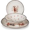 H&H Servizio Tavola 18 Pezzi Fairy Tale Charm in Stoneware - Decorazione Invernale e Natalizia - Piatti Piani 26cm, Fondi 20,5cm, Frutta 20cm - Lavabile in Lavastoviglie, Microonde