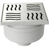 First Plast CHABSV1040IN Chiusino Sifonato in ABS con Griglia Inox, Acciaio, 100 x 100 mm