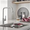 GROHE K700 Lavello in acciaio inox sottotop con troppopieno 550 x 450 mm e rubinetto da cucina GROHE Start QuickFix Supersteel, area di rotazione di 150° con raccordi da 3/8 di pollice