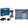 Bosch Professional GSR 18V-55 - Avvitatore a batteria (2 batterie, in L-Boxx) + Set da 40 Pezzi di Punte e Bit (Pick And Click, Bit di Avvitamento Duri, con Portabit Universale) - Amazon Edition