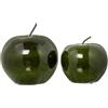 DRW Set di 2 statuette di mele in ceramica verde lucido, 23 x 23 x 23 cm