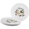 Creatable, 24439 Serie Milano - Set di 4 stoviglie per 4 persone, piatti per pizza in porcellana, lavabili in lavastoviglie e microonde, produzione di qualità