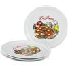 Creatable, 24440 Serie Milano - La Pizza, set di 4 stoviglie per 4 persone, piatti per pizza in porcellana, lavabili in lavastoviglie e microonde, produzione di qualità