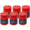 Spaas 6 Candele a Colonna Rustico Inodori, 80/110mm, ± 65h, Rosso