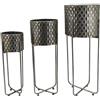 DRW Set di 6 vasi con piede in metallo argentato, 93 x 34 x 34 cm