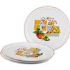 Creatable, 24442 Serie Milano - Sofia - Set di 4 stoviglie per 4 persone, piatti per pizza in porcellana, lavabili in lavastoviglie e microonde, produzione di qualità