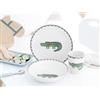CreaTable, 25052 serie Safari, set di stoviglie 3 pezzi per 1 persona, servizio bambini in gres porcellanato, lavabile in lavastoviglie e microonde, produzione di qualità