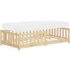 ML DESIGN modern living ML-Design Letto Basso per Bambini e Bambine 80x160 cm, Naturale, in Legno di Pino Massiccio, con Materasso e Protezione Anticaduta, Giroletto Montessori per Bimbi, Lettino a Terra per Cameretta