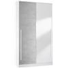 Bricozone Armadio Guardaroba 2 Ante Scorrevoli Salvaspazio Barra Appendiabiti E 4 Ripiani Design Scandinavo Camera Da Letto Cameretta 200x120x50 Cm (Bianco e Grigio Cemento)