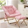 Clevich Poltrona Reclinabile con Poggiapiedi Relax in Peluche (Rosa) | Poltrona da Lettura con Imbottitura Extra Soffice e Tasca Laterale, 72 x 76 x 78 cm