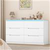 Hzuaneri Cassettiera, Cassettiera Camera da Letto con Striscia Luminosa LED | 6 Cassetti, Stile Moderno, Adatto per Soggiorno, Camera da Letto, Corridoio, 40 x 140 x 80 cm, Bianco DC01603XEU