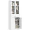 HOMCOM Armadio da cucina alto 4 ante 60x35x180cm Bianco | Credenza, 2 ante in vetro, cassetto, ripiani regolabili, soft close, mobile contenitore soggiorno, sala da pranzo