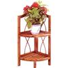 cozydiscount Mensola angolare per bagno, cucina, camera da letto o soggiorno, pieghevole, 2 ripiani, in legno di cedro, 60 x 28 x 26 cm