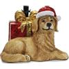 COSE DA CASA Supporto per Albero di Natale Verde o innevato Base Forma di Cane e Pacco Regalo Rosso con Fiocco Oro Piede Alberi Decorazioni Natalizie Particolari Elegante