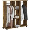 HOMCOM Armadio mobile 6 ruote 120x40x128cm Marrone | Armadio in legno