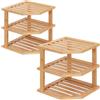 Fibogollo Scaffale angolare da cucina, in bambù, a 3 livelli, salvaspazio, piano di lavoro, per spezie (naturale)