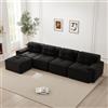 Bladez Divano angolare modulare a 4 posti in velluto a coste a forma di L con pouf, senza montaggio, sedile basso Boneless Compression, combinabile, divano lounge per soggiorno (nero, 4 posti + 1)