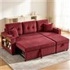 luckdect Divano convertibile, divano letto a 3 posti con sedia reversibile, portabicchieri e mensole, divano ad angolo modulabile con ripostiglio, divano letto L in Corduroy con letto estraibile, per