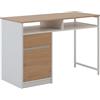 AVANTI TRENDSTORE - Roasio - Scrivania Moderna con Struttura in Metallo e Legno Laminato, 1 Cassetto e 1 Vano chiuso, Finitura Quercia/Bianco, 110x76x50 cm
