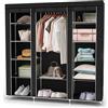 INTIRILIFE Armadio Guardaroba Pieghevole 150x175x45 cm in Nero Corvo - Cabina Tessuto con Anta Richiudibile, Cerniera Zip e Appendiabiti - Camera da Letto Custodia de Campeggio