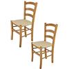 t m c s Tommychairs - Set 2 sedie modello Venice per cucina bar e sala da pranzo, robusta struttura in legno di faggio color rovere e seduta rivestita in tessuto colore canapa