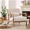 EBELLO Poltrona da Salotto, Poltrona con Braccioli, Poltroncina Camera da Letto | con Cuscino Sfoderabile e Schienale con Braccioli con cuscino lombare, 82x65x75CM, Beige