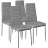 LEADZM Set di 6 sedie da pranzo con seduta e schienale imbottiti e spessi, set di sedie da cucina (grigio, 4 pezzi)