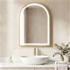 HOMCOM Mobile da bagno a parete con specchio e LED 50x14.5x70 cm Oro | Mobile da bagno con porta ad arco, lega di alluminio, antiappannamento, 3 temperature di luce, ripiani regolabili