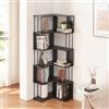 [en.casa] Scaffale Angolare a 5 Ripiani Libreria da Terra con Vani Aperti e Supporti in Metallo 160x54x54 cm Mobile Espositore per Libri Piante Soggiorno Camera da Letto - Nero