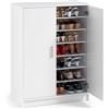Arreditaly Scarpiera a 2 Ante Mobile Portascarpe Mobiletto Capiente fino a 30 Paia con 6 Ripiani + Base Design Moderno per Ingresso Camera e Corridoio 75 x 36 x 101 Cm Bianco