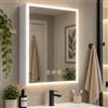 LUVODI Bluetooth Specchiera Bagno Contenitore con Luce LED 50x70 cm: Mobile Bagno con Specchio con Luce Presa Elettrica, Ripiani Regolabili, Antiappannamento, Dimmerabile 3 Colori Luce, Funzione Memoria