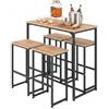 Ginhow Tavolo Alto 100x50cm, Tavolo da Bar, Bancone Bar, Angolo Bar per Casa, Legno Bruno con Struttura Nera Opaca