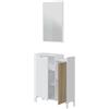 Arreditaly Mobile Da Ingresso Corridoio Con Specchio Set Casa Salvaspazio Entratina Con Ripiani Per Scarpe Chiavi Accessori In Legno Design Moderno Arredo Arredamento 91 x 77 x 24 Cm Bianco E Rovere