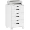 HOMCOM Schedario da Ufficio 6 Cassetti Soft Close 40x35x63 cm Bianco | Cassettiera Ufficio per Lettera/Formato A4, 4 Ruote, Armadietto Verticale per Studio Stampante