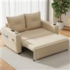 Shye Divano letto 3 in 1, letto estraibile, funzione sonno, portabevande, tasche laterali, cuscino, design moderno, beige