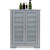 COSTWAY Mobile Angolare, Armadietto ad Angolo con 3 Livelli Ripiani, con 2 Ante e Ripiano Regolabile in Altezza, per Bagno, Ingresso, Soggiorno, Camera da Letto (Grigio)