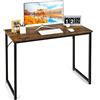 GIANTEX Scrivania, piccola scrivania per computer portatile, tavolo da ufficio, tavolo da lavoro, 100 x 50 x 75 cm, tavolo per notebook in legno e telaio in metallo, per studio, casa (marrone rustico)