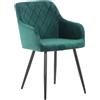 CLP Sedia Da Pranzo Shila Fodera A Rombi I Poltroncina Salone Comfort In Velluto O Stoffa Con Braccioli Colore:verde;Materiale:Velluto