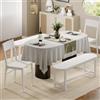 Feonase Set 4 Sedie Sala da Pranzo-2 Sedie Ergonomiche & 2 Panche, MDF e Struttura in Metallo, Sedie da Cucina per Casa, Appartamento o Spazi Ridotti (Bianco)