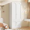 VIVCA Armadio a 2 ante laccato con asta appendiabiti e cassetti, maniglie in metallo, bianco, 80 x 50 x 200 cm