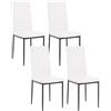 WOLTU Sedie Sala da Pranzo 4 Pezzi, Sedie da Cucina | Schienale Alto, senza Braccioli, per Camera da Letto, Soggiorno, Sala Reception, in PU e Metallo, Bianco
