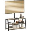 HOMCOM Mobile TV con supporto girevole 35° 108x41x135cm Legno Naturale | Mobile TV per TV 32-70 pollici, ripiani aperti, panca industriale per soggiorno e camera da letto