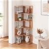 [en.casa] Scaffale Angolare a 5 Ripiani Libreria da Terra con Vani Aperti e Supporti in Metallo 160x54x54 cm Mobile Espositore per Libri Piante Soggiorno Camera da Letto - Effetto Rovere